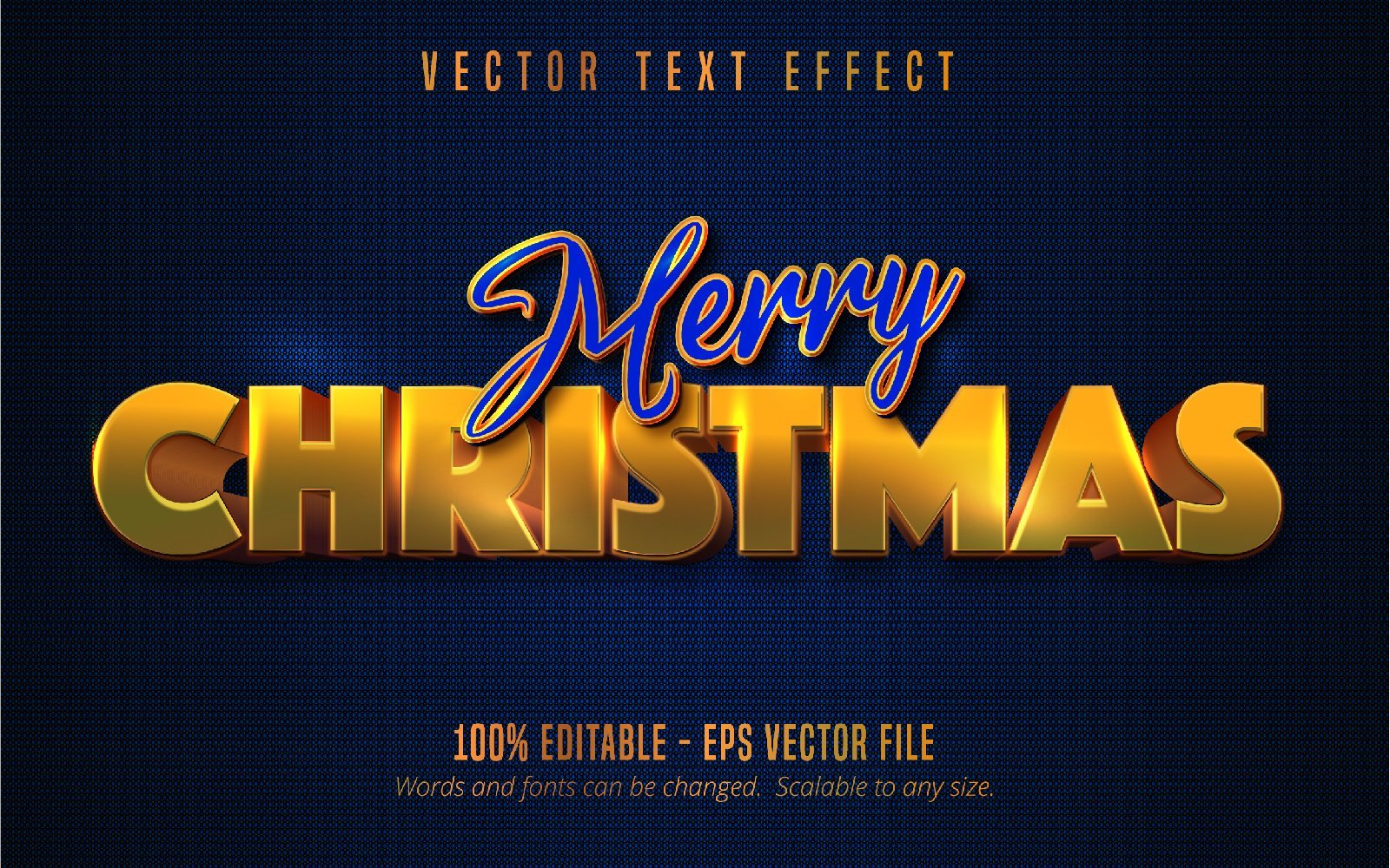 Merry Christmas - Editable Text Effect, Golden Color Font Style, Graphics Illustration