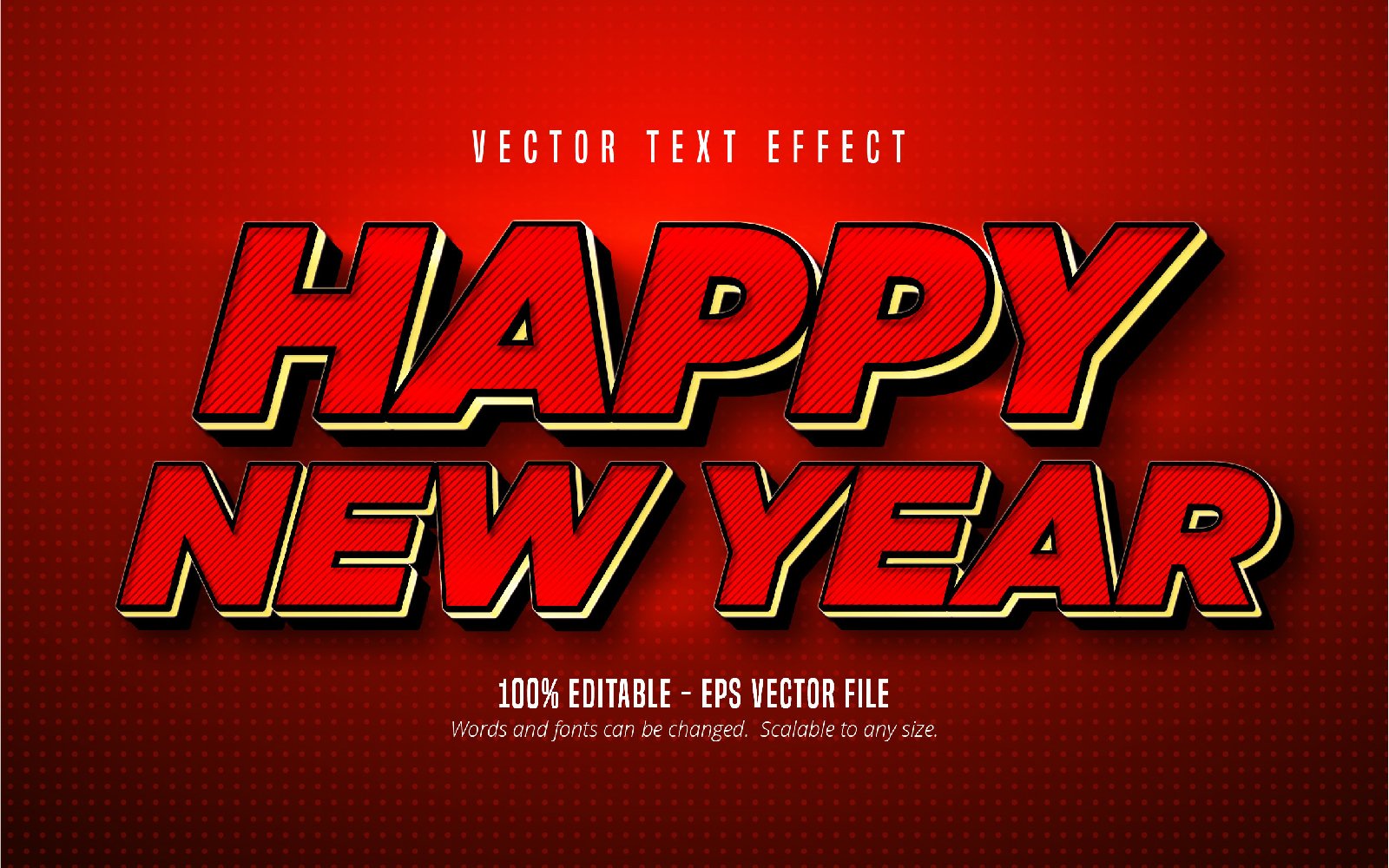 Happy New Year - Editable Text Effect, Red Textured Cartoon Font Style, Graphics Illustration