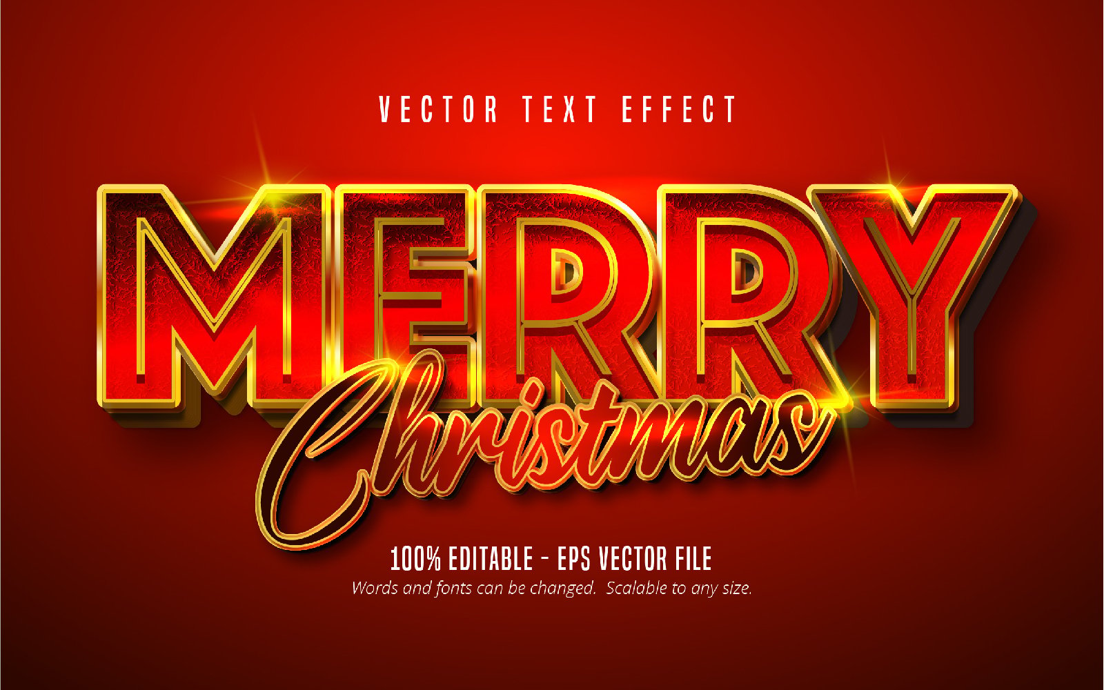 Merry Christmas - Editable Text Effect, Gold And Red Font Style, Graphics Illustration