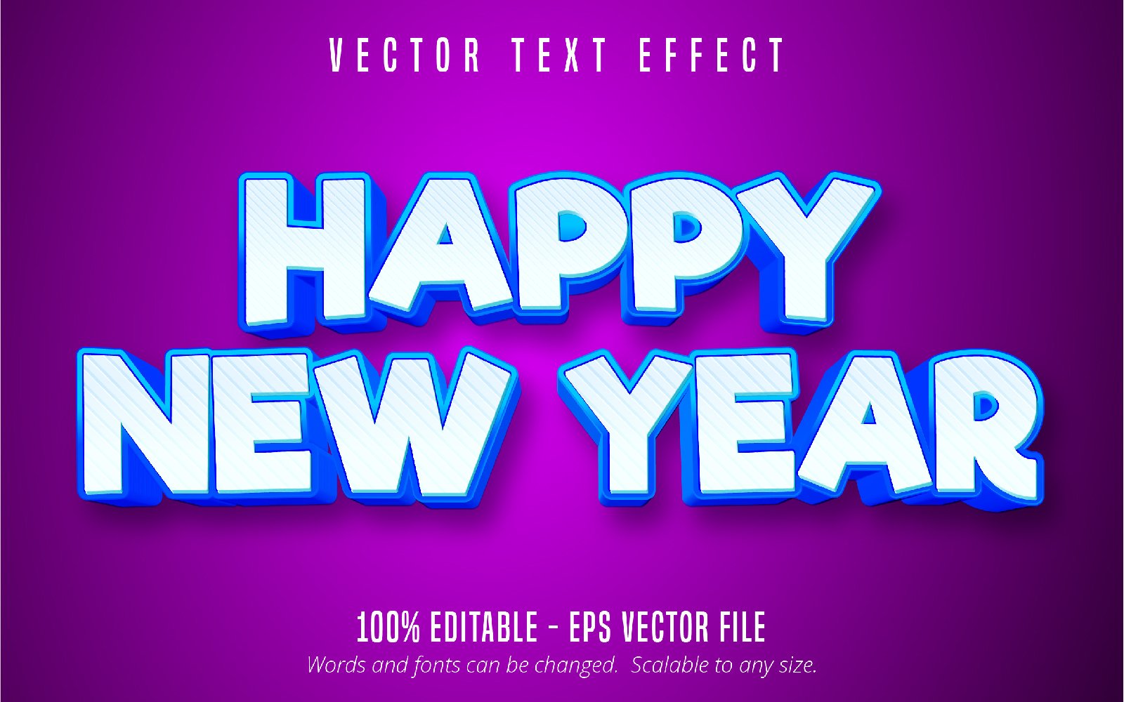 Happy New Year - Editable Text Effect, Purple Cartoon Font Style, Graphics Illustration