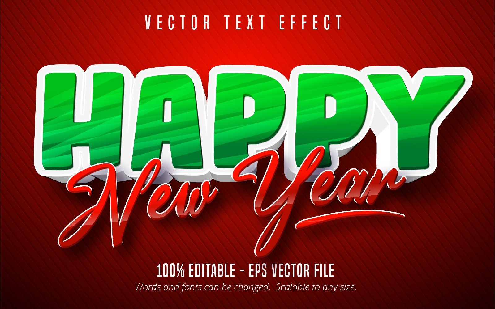 Happy New Year - Editable Text Effect, Game And Cartoon Font Style, Graphics Illustration