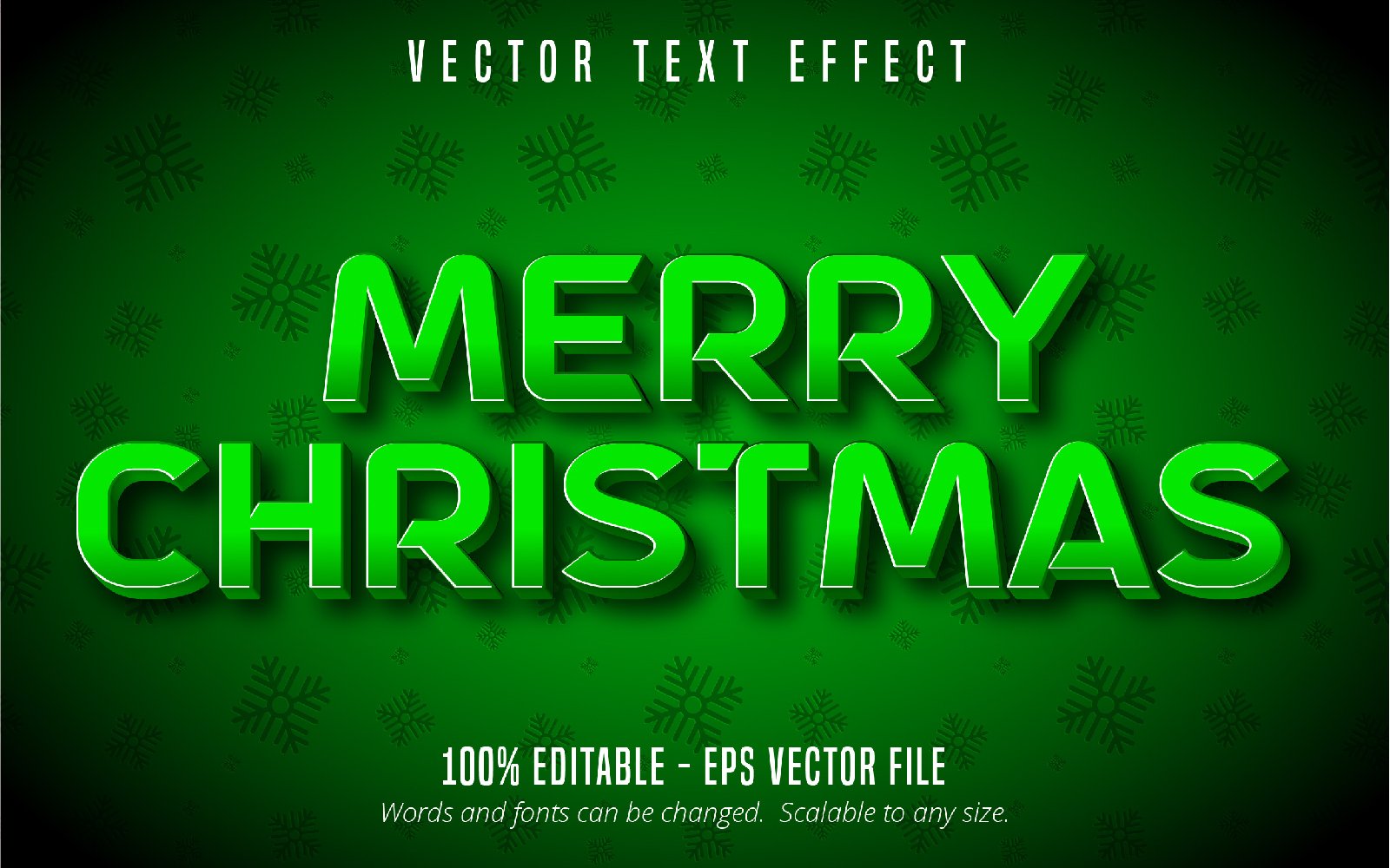 Merry Christmas - Editable Text Effect, Cartoon And Green Color Font Style, Graphics Illustration