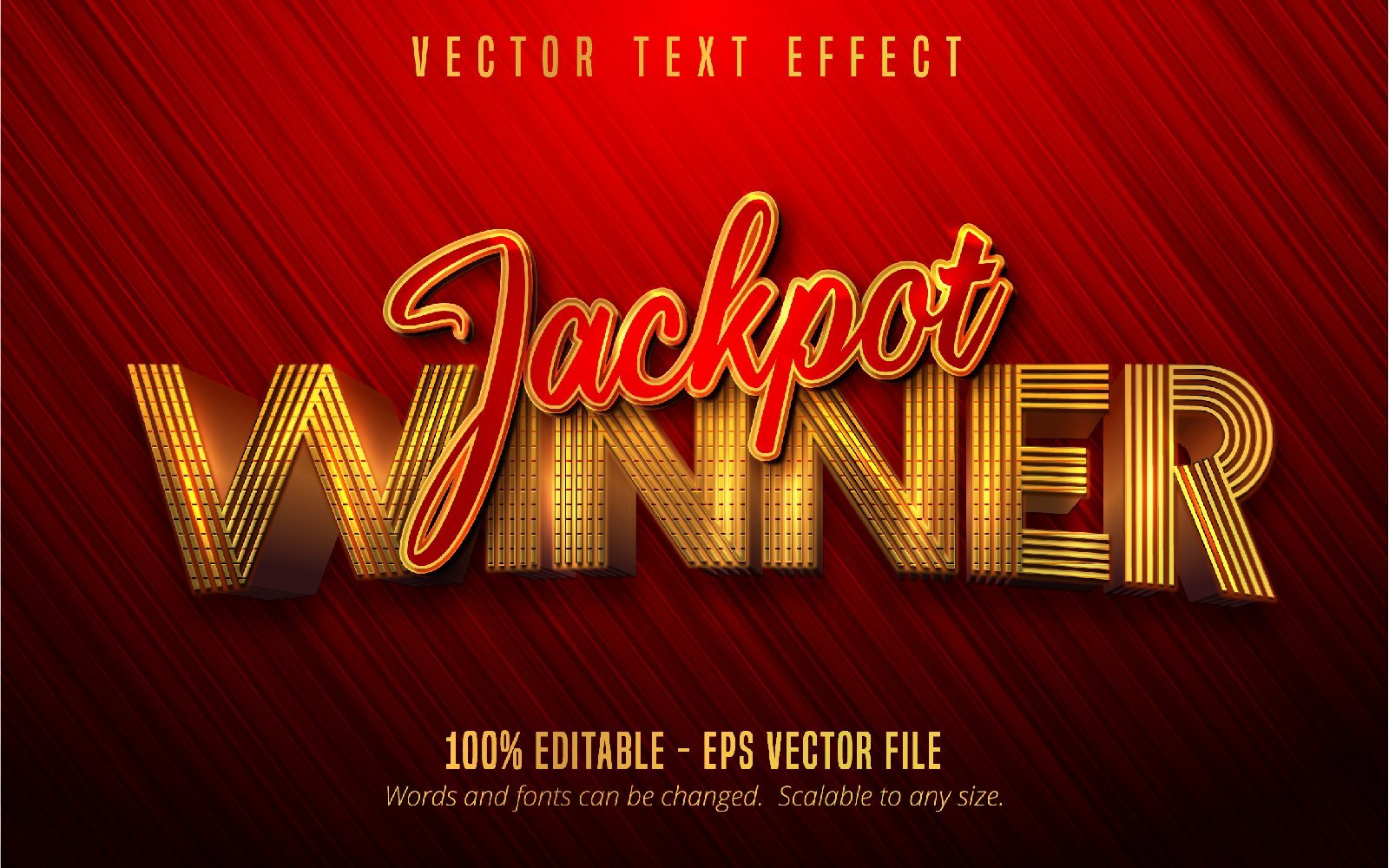 Jackpot Winner - Editable Text Effect, Textured Gold And Red Font Style, Graphics Illustration