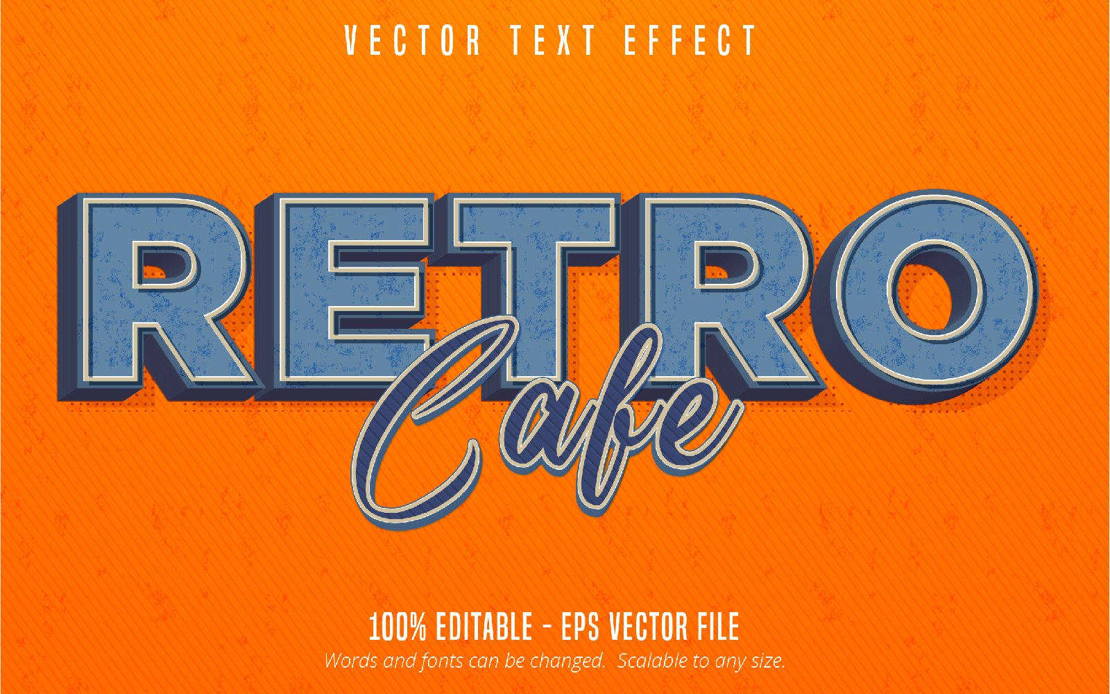 Retro Cafe - Editable Text Effect, 80s And 70s Vintage Font Style, Graphics Illustration