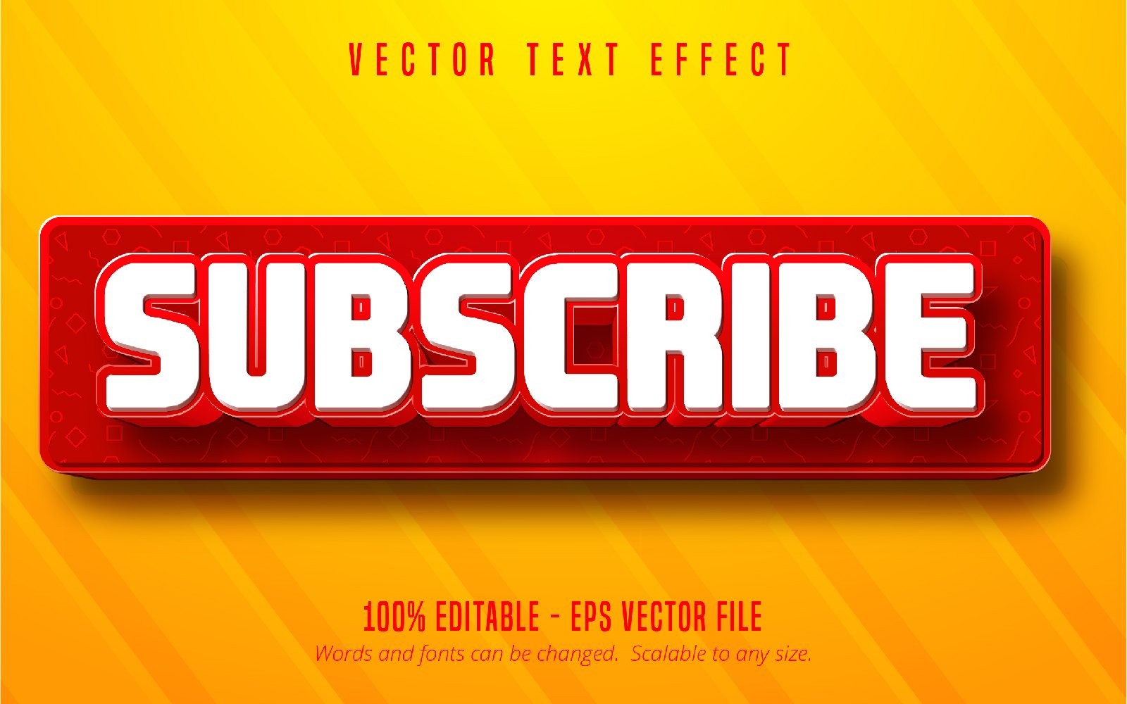 Subscribe - Editable Text Effect, Red Color Cartoon Button Font Style, Graphics Illustration