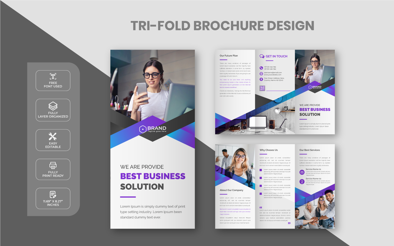 Corporate Business Marketing Trifold Brochure Design