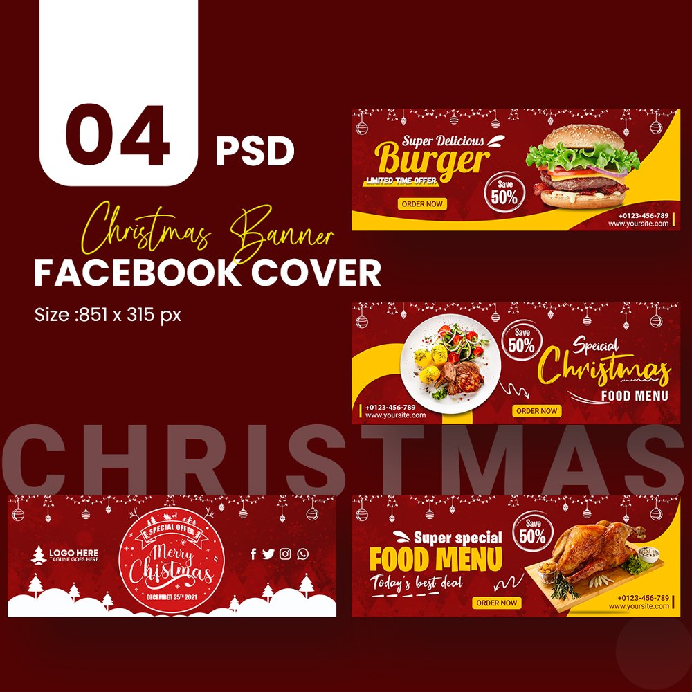 Merry Christmas Timeline Covers Social Media