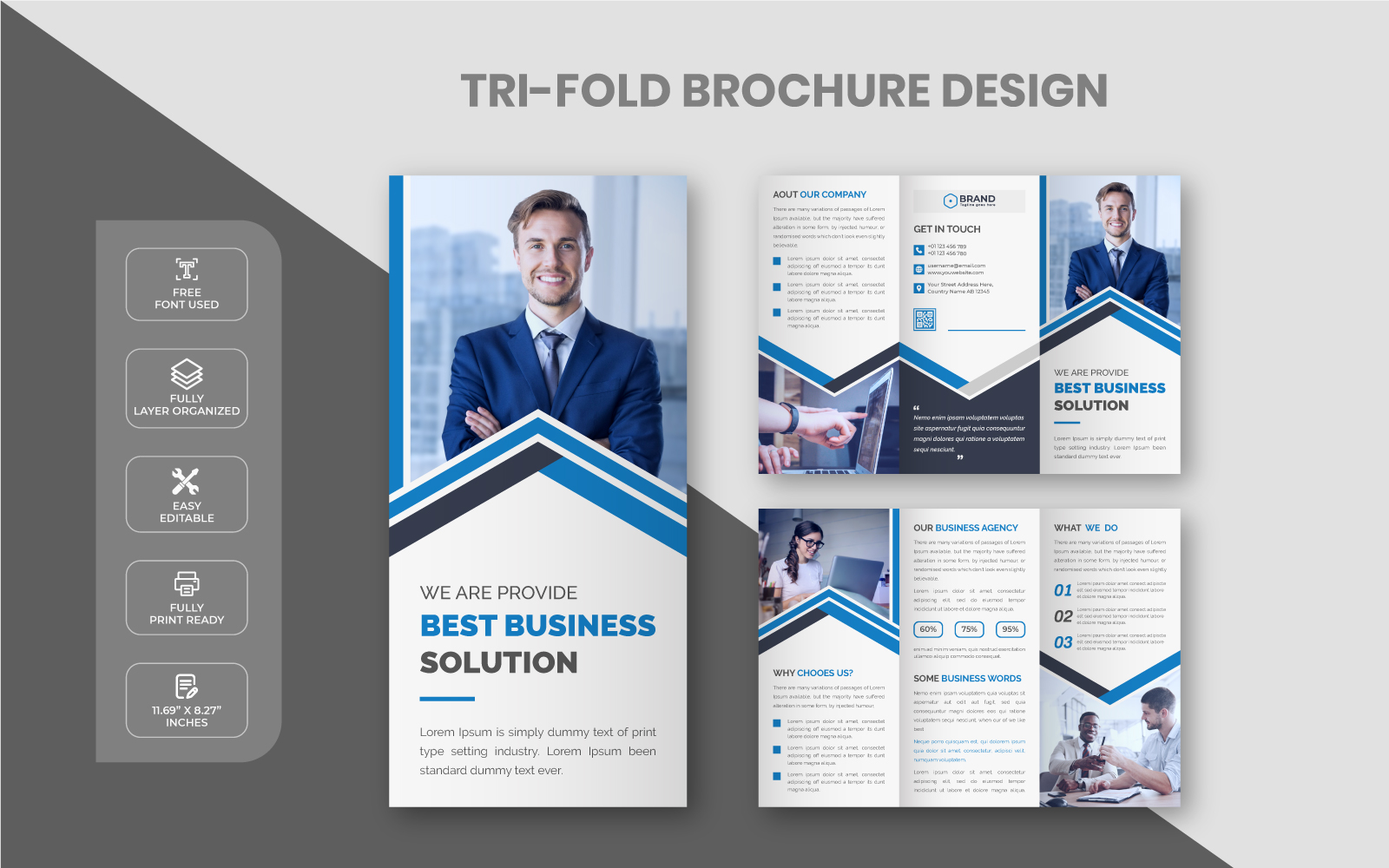 Corporate Business Trifold Brochure Design Template