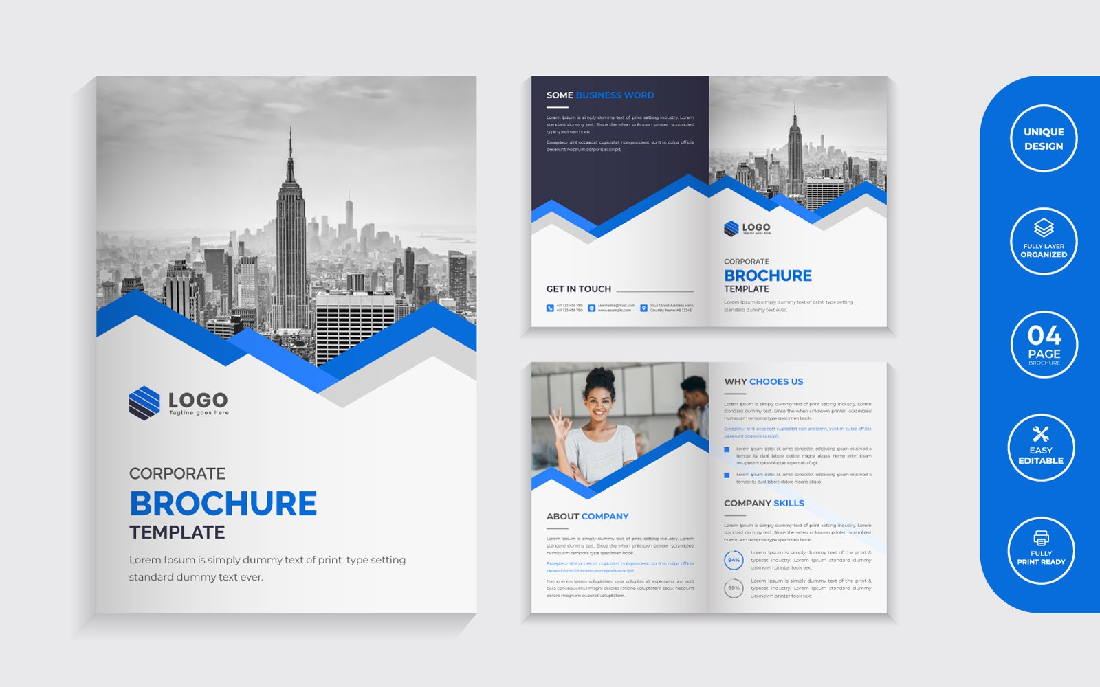 Corporate Business Bi-Fold Brochure Template