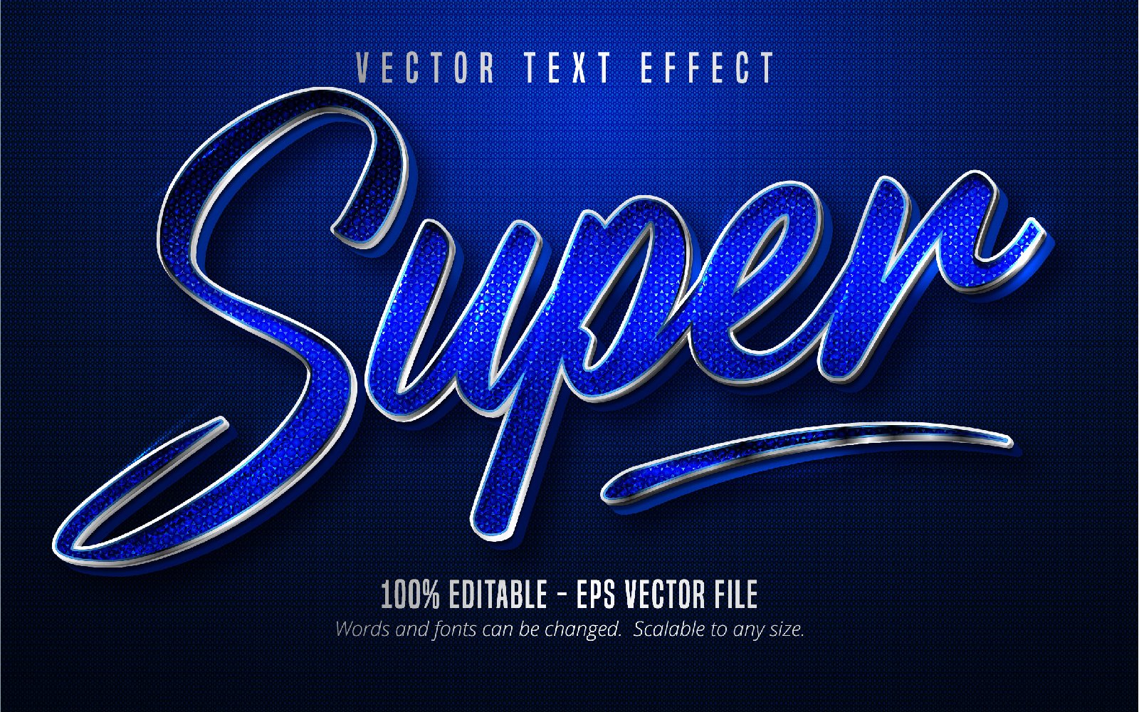 Super - Editable Text Effect, Blue And Silver Color Cartoon Text Style, Graphics Illustration