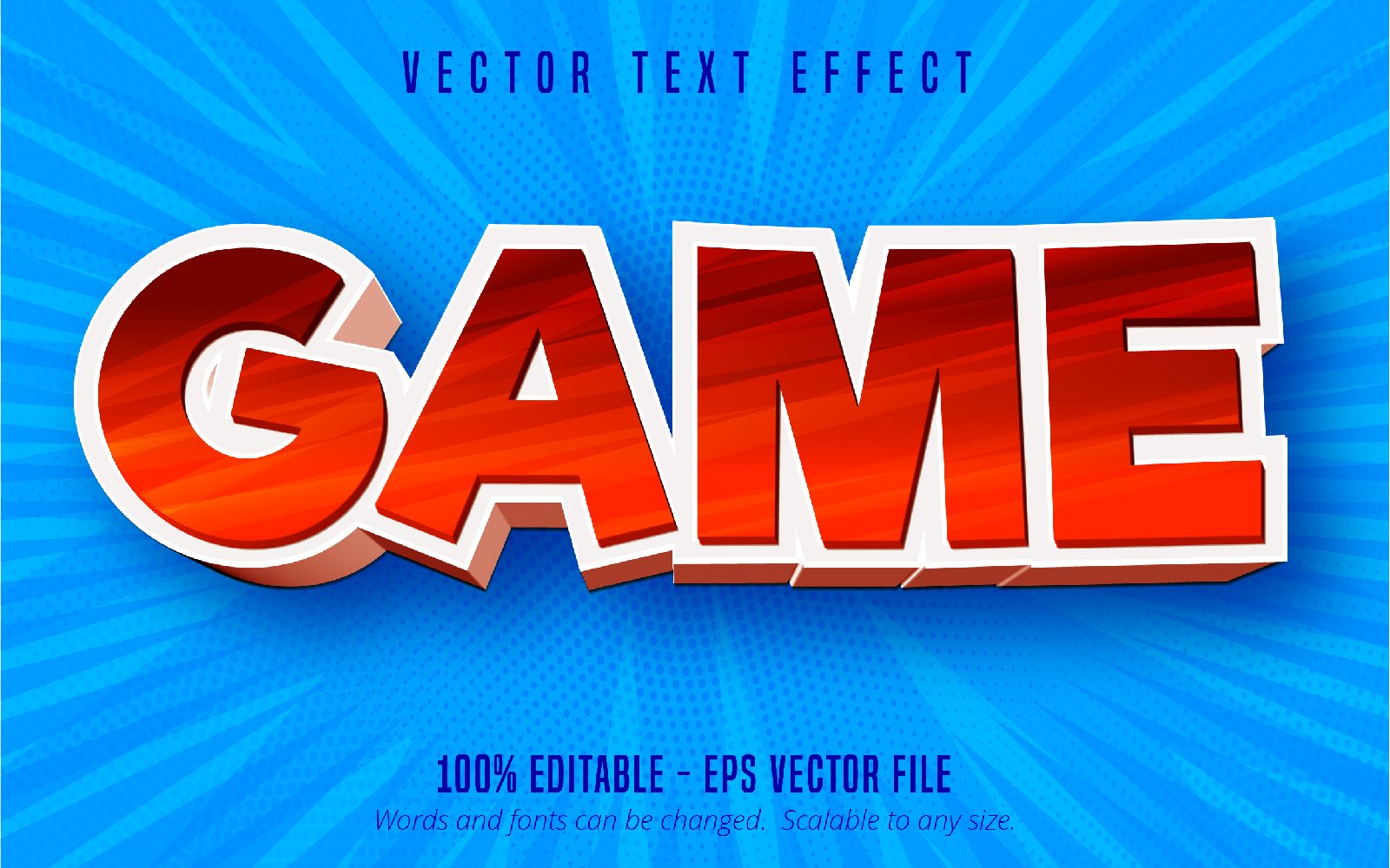 Game - Editable Text Effect, Red Color Cartoon Text Style, Graphics Illustration