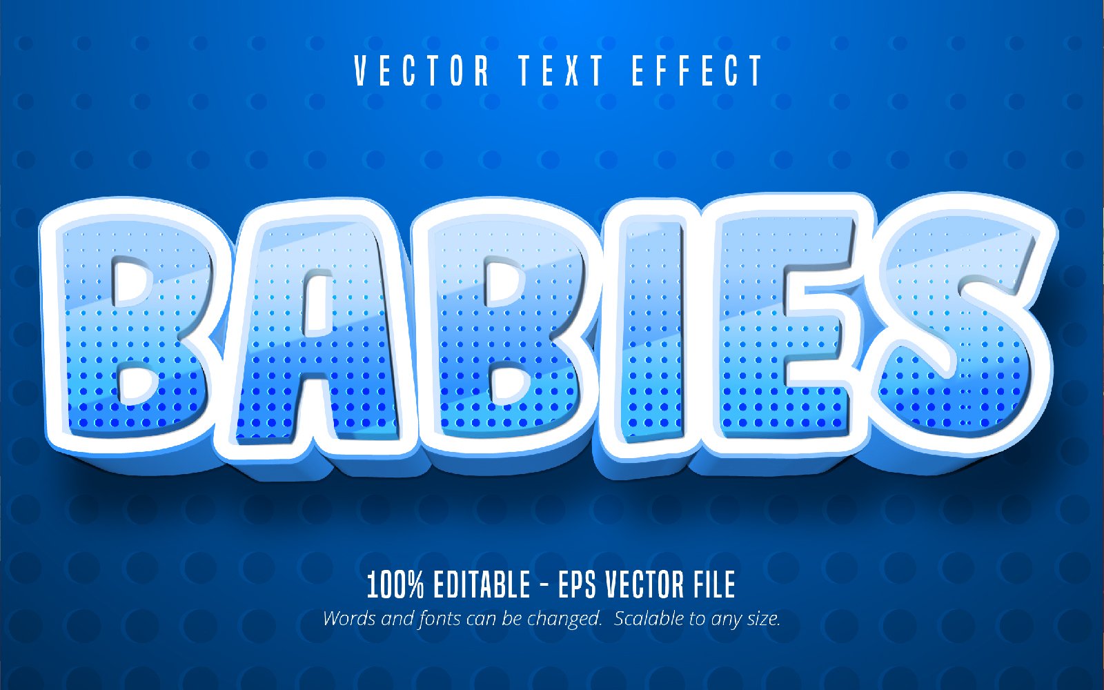 Babies - Editable Text Effect, Blue Color Cartoon Text Style, Graphics Illustration