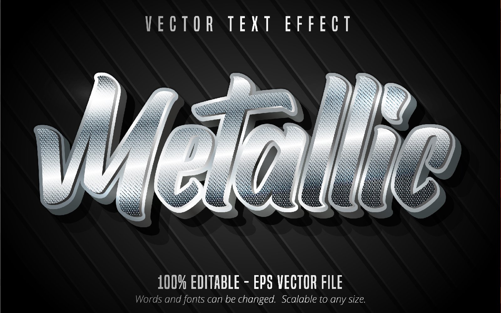 Metallic - Editable Text Effect, Silver Color Text Style, Graphics Illustration