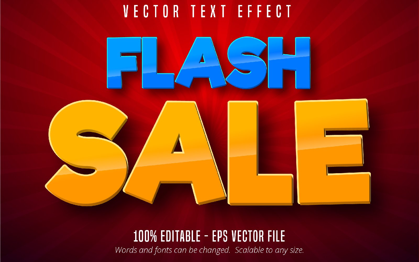 Flash Sale - Editable Text Effect, Blue And Orange Color Cartoon Text Style, Graphics Illustration