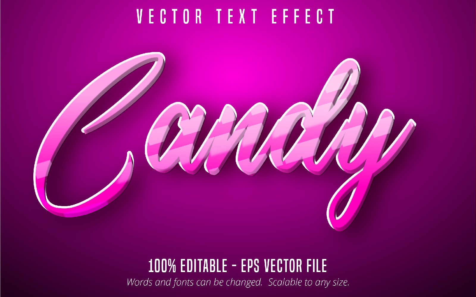 Candy - Editable Text Effect, Light Pink Color Cartoon Text Style, Graphics Illustration