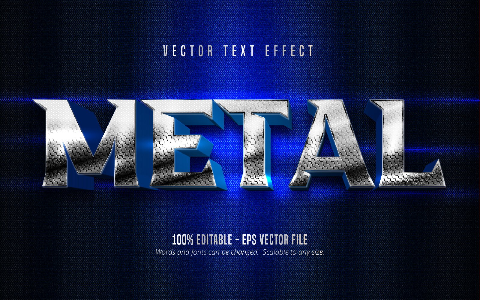 Metal - Editable Text Effect, Metallic Silver And Blue Cartoon Text Style, Graphics Illustration