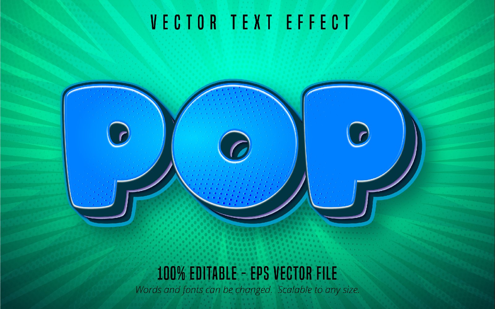 Pop - Editable Text Effect, Blue Color Cartoon Text Style, Graphics Illustration