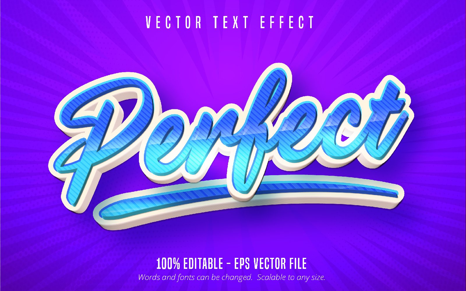 Perfect - Editable Text Effect, Blue Color Cartoon Text Style, Graphics Illustration