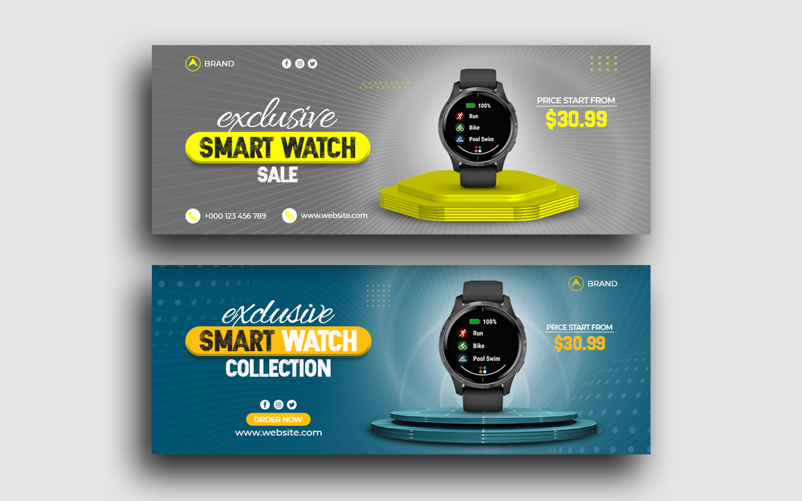 Watch Sale Facebook cover web Banner Template