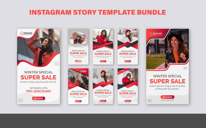 8 Winter Special Instagram Story Design Template Bundle