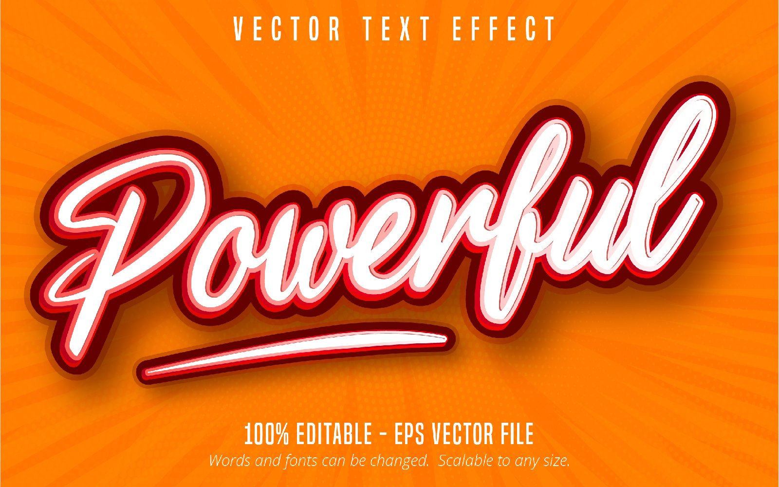 Powerful - Editable Text Effect, Cartoon Text Style, Graphics Illustration