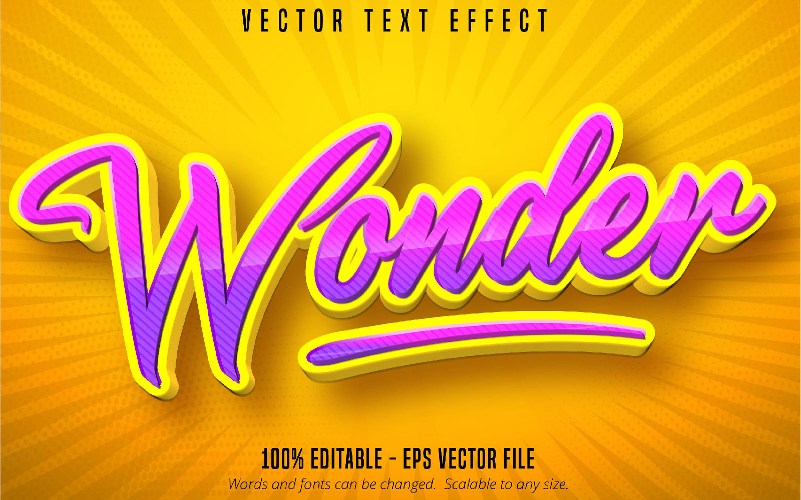 Wonder - Editable Text Effect, Cartoon Text Style, Graphics Illustration