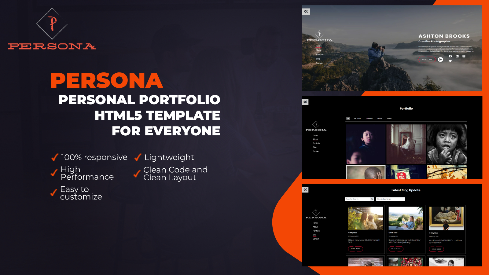 Persona - Professional photography Portfolio One Page Parallax Template