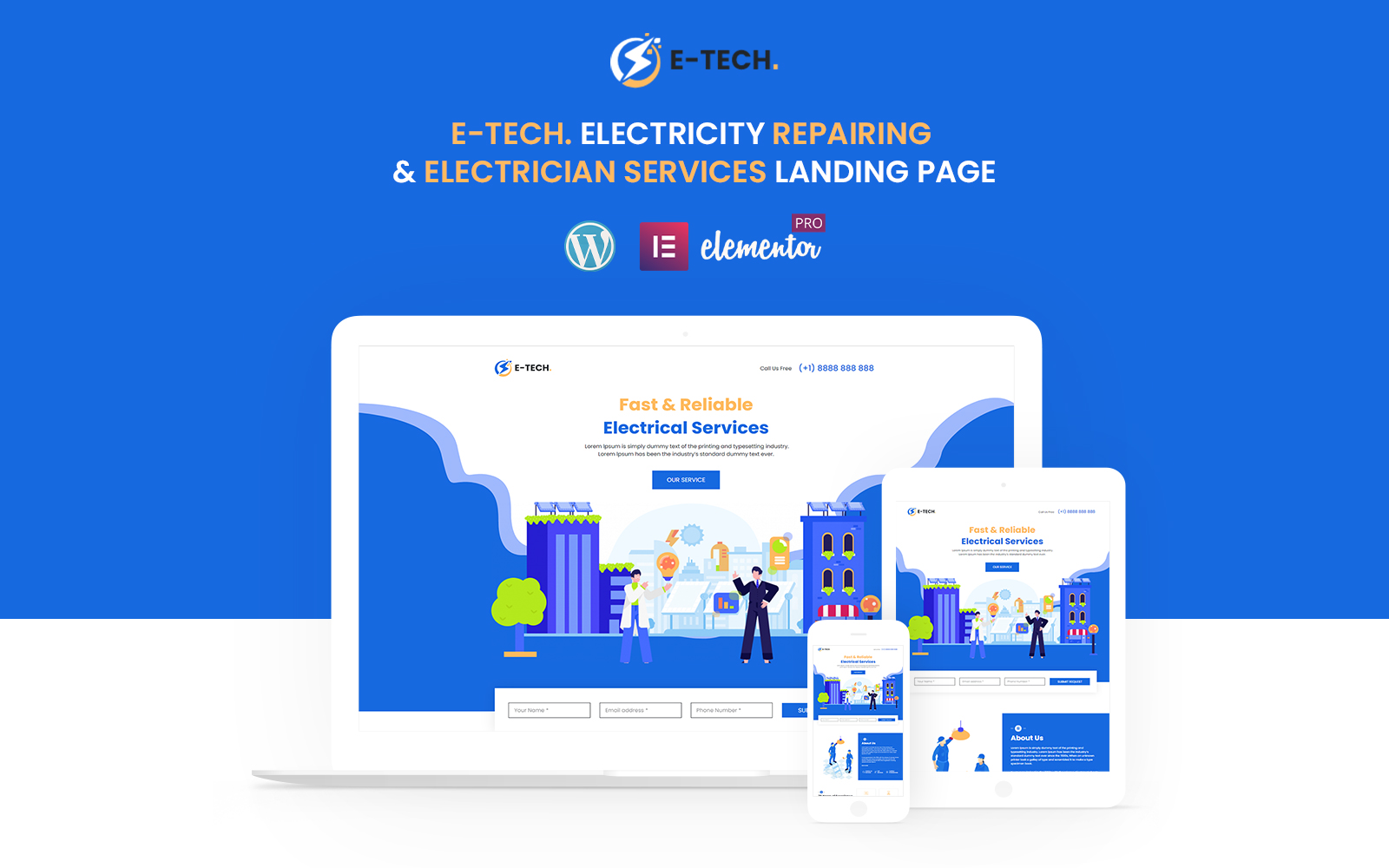 E-Tech Electric Services - Ready to use Elementor Template