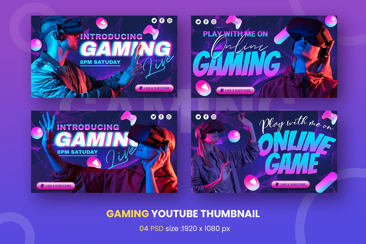 Gaming Youtube Thumbnail Template Social Media