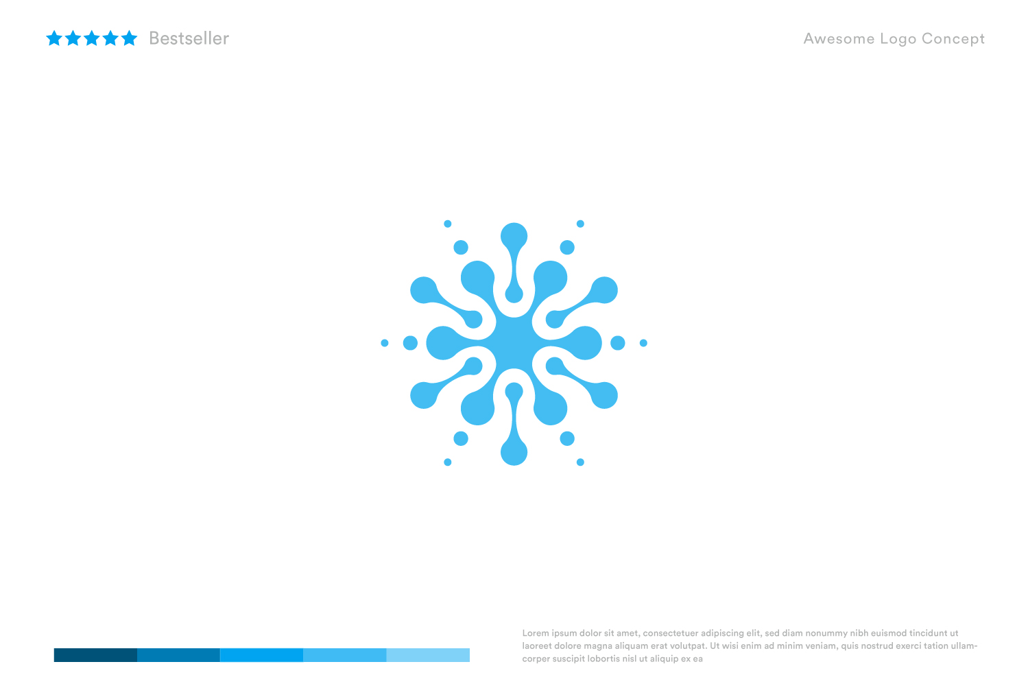 Snowflake, abstract water drop, ice icon, chemical technology logo template.