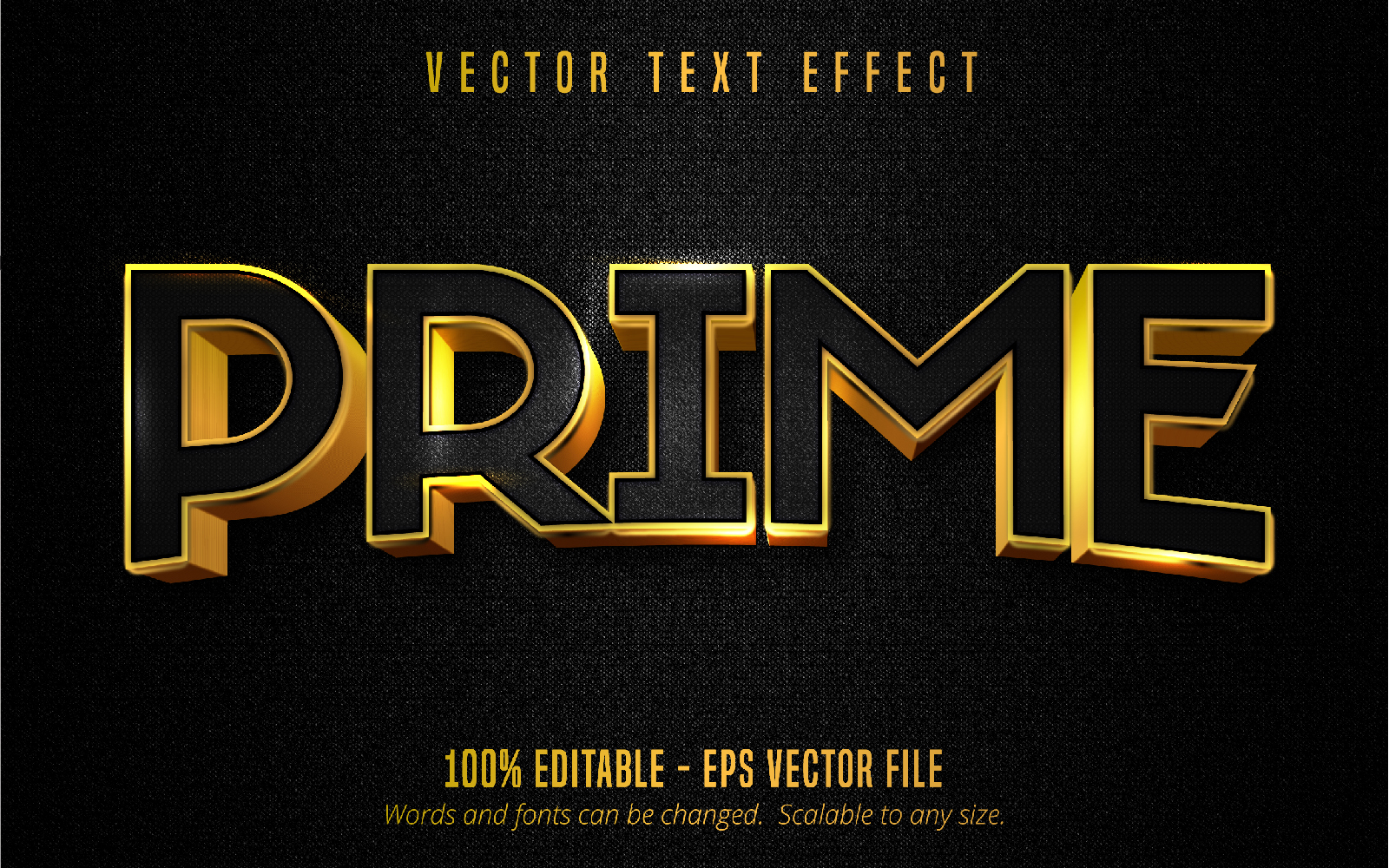 Prime - Editable Text Effect, Metallic Gold Text Style, Graphics Illustration