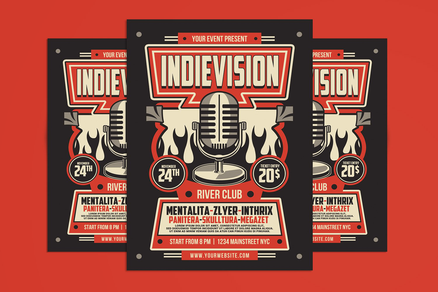 Indie Music Retro Microphone Flyer