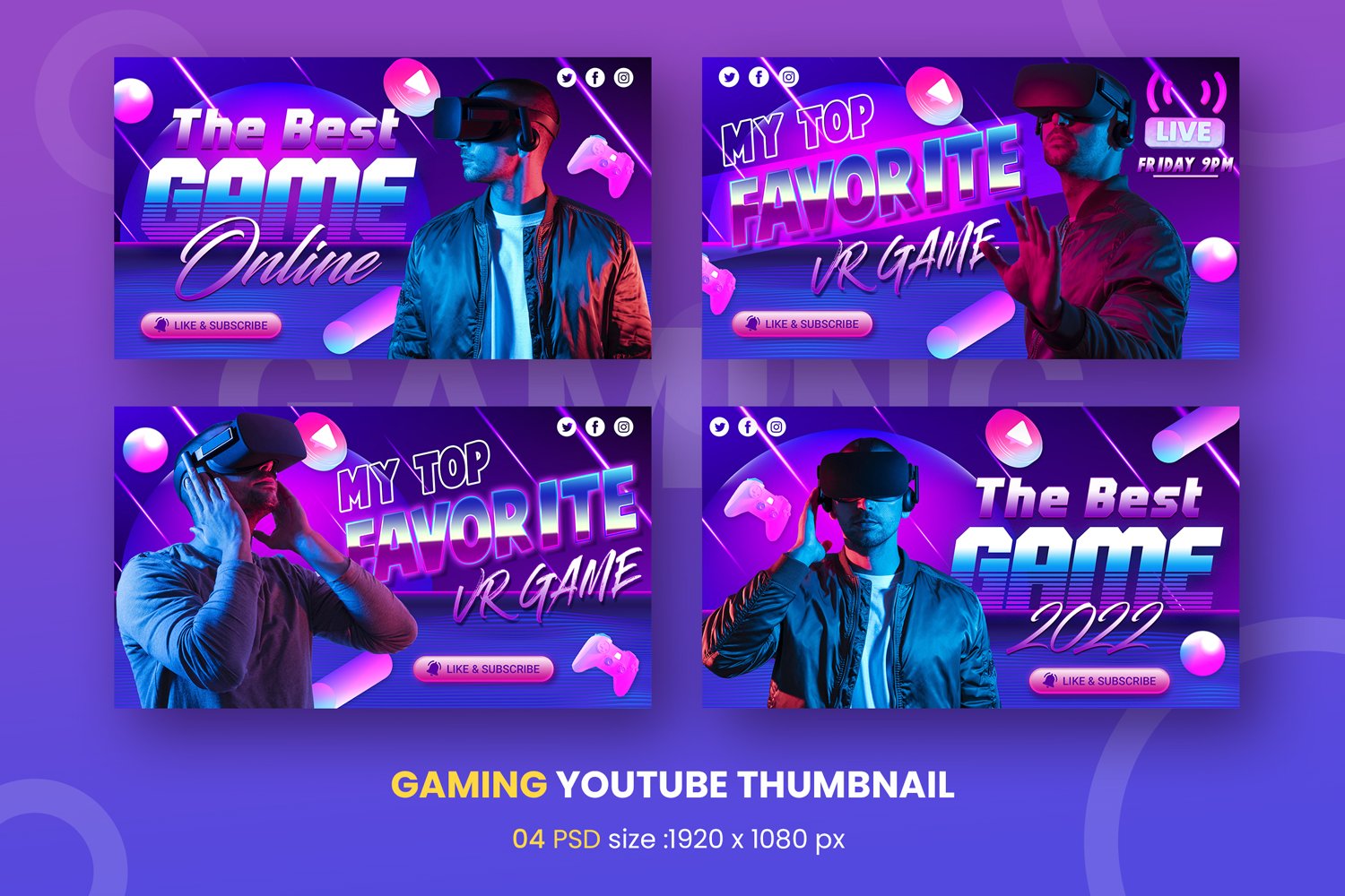 Streamer Youtube Thumbnail Template Social Media