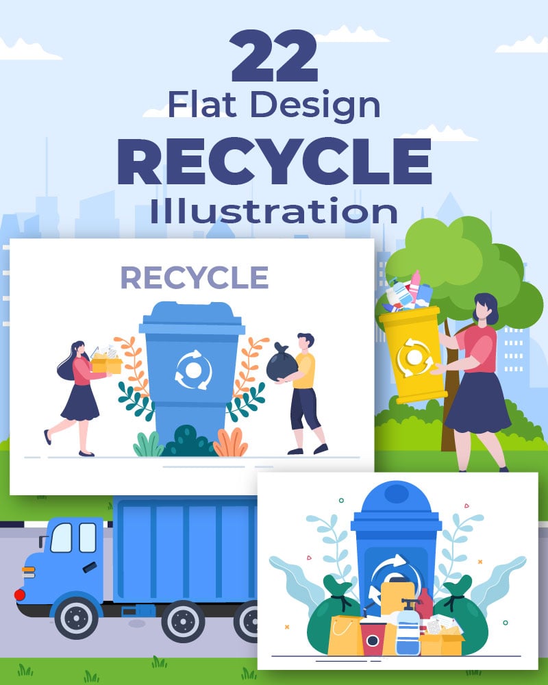 22 Recycle Process Trash Illustration