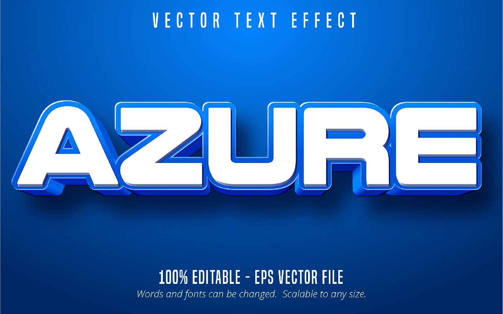 Azure - Editable Text Effect, Cartoon Text Style, Graphics Illustration