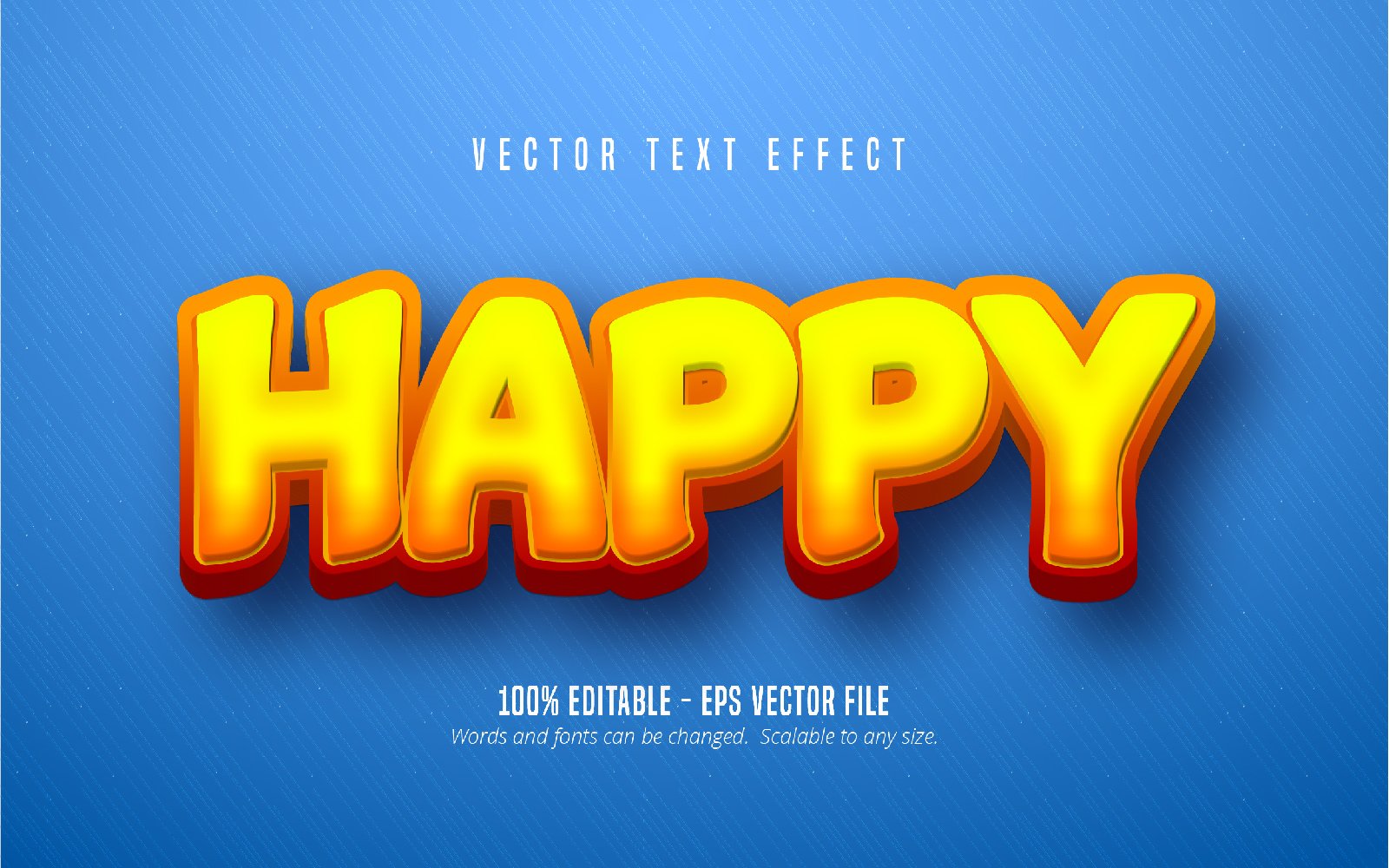 Happy - Editable Text Effect, Cartoon And Comic Text Style, Graphics Illustration