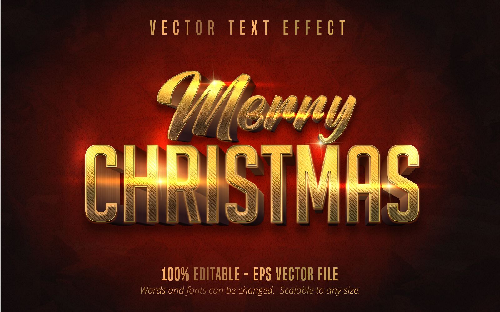 Merry Christmas - Editable Text Effect, Shiny Golden Text Style, Graphics Illustration