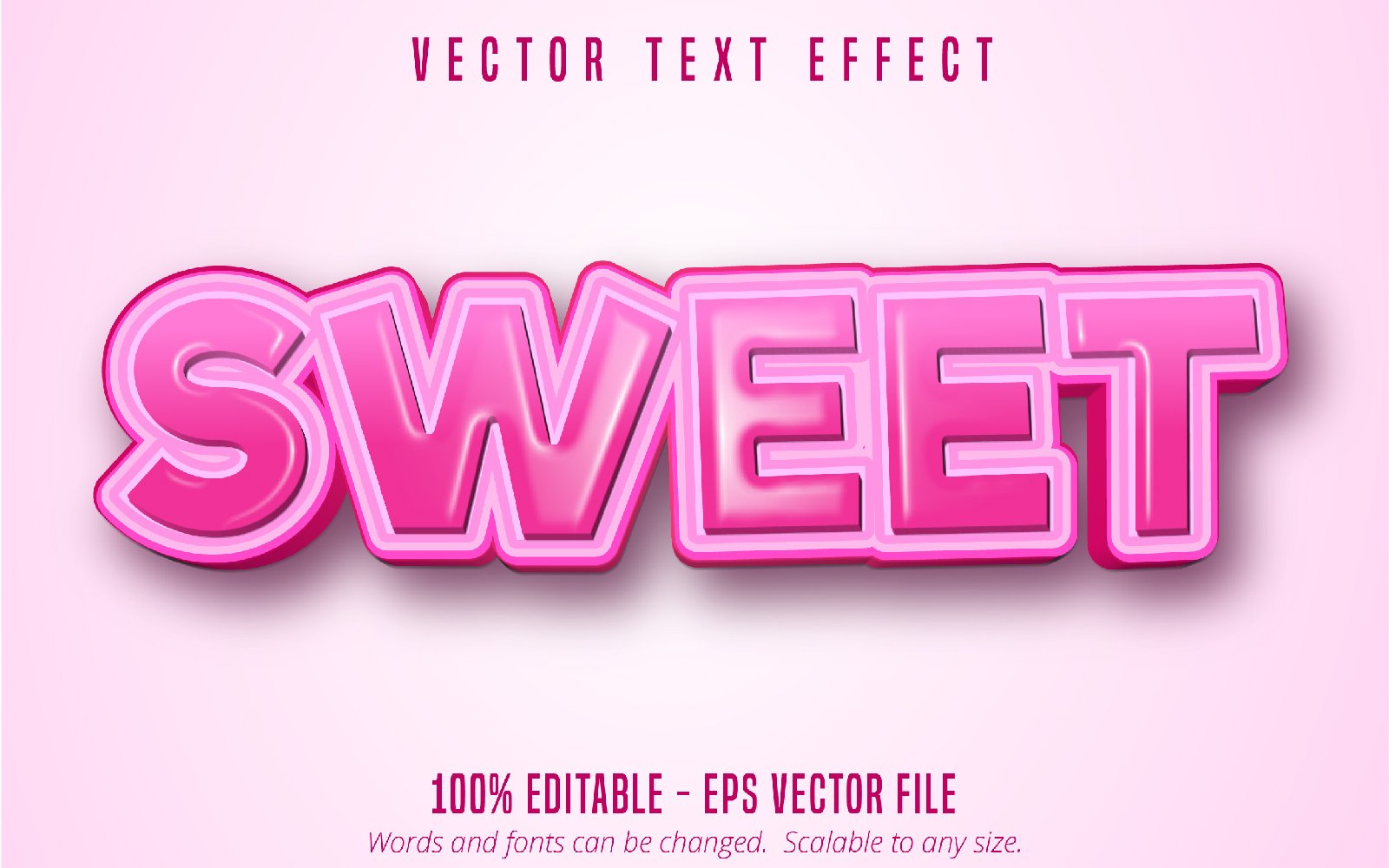 Sweet - Editable Text Effect, Pink Color Cartoon And Comic Text Style, Graphics Illustration