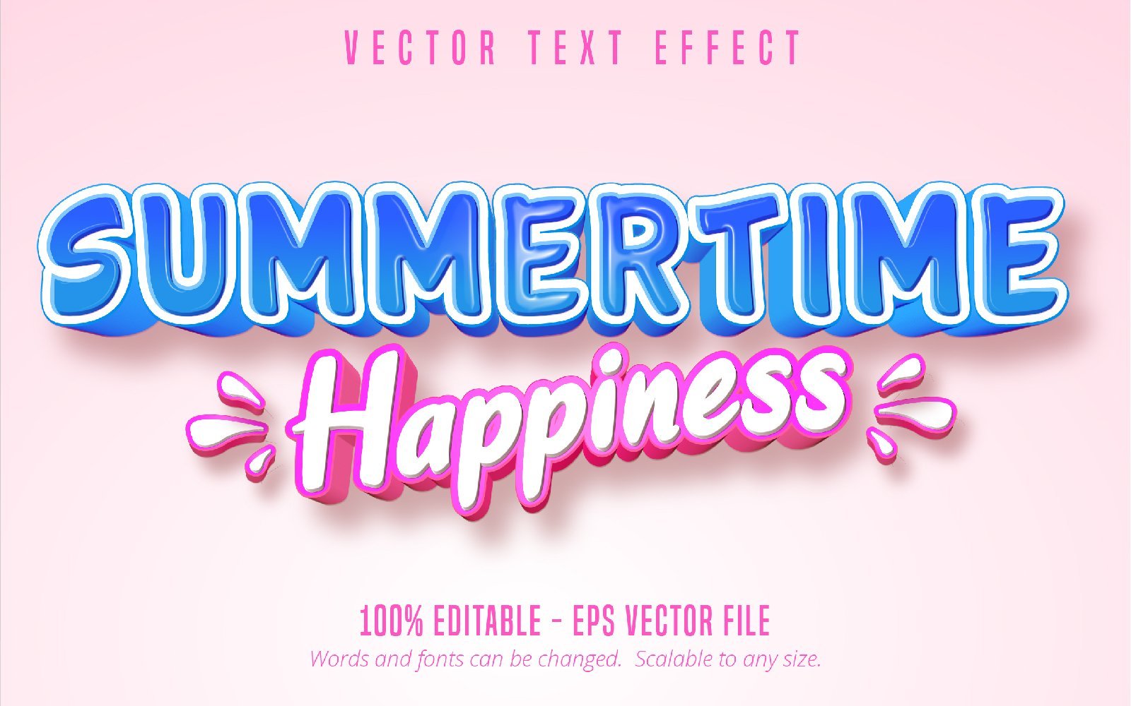 Summertime Happiness - Editable Text Effect, Comic And Cartoon Text Style, Graphics Illustration