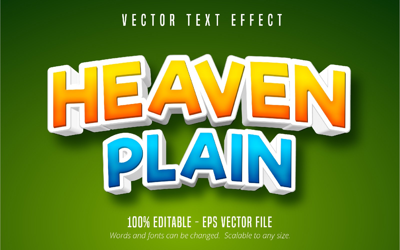 Heaven Plain - Editable Text Effect, Comic And Cartoon Text Style, Graphics Illustration