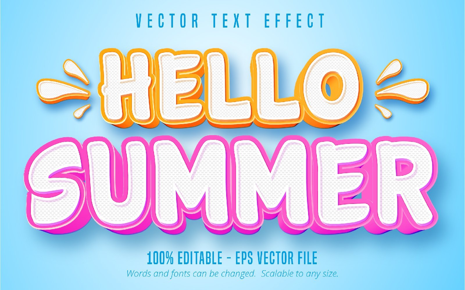 Hello Summer - Editable Text Effect, Soft Comic And Cartoon Text Style, Graphics Illustration