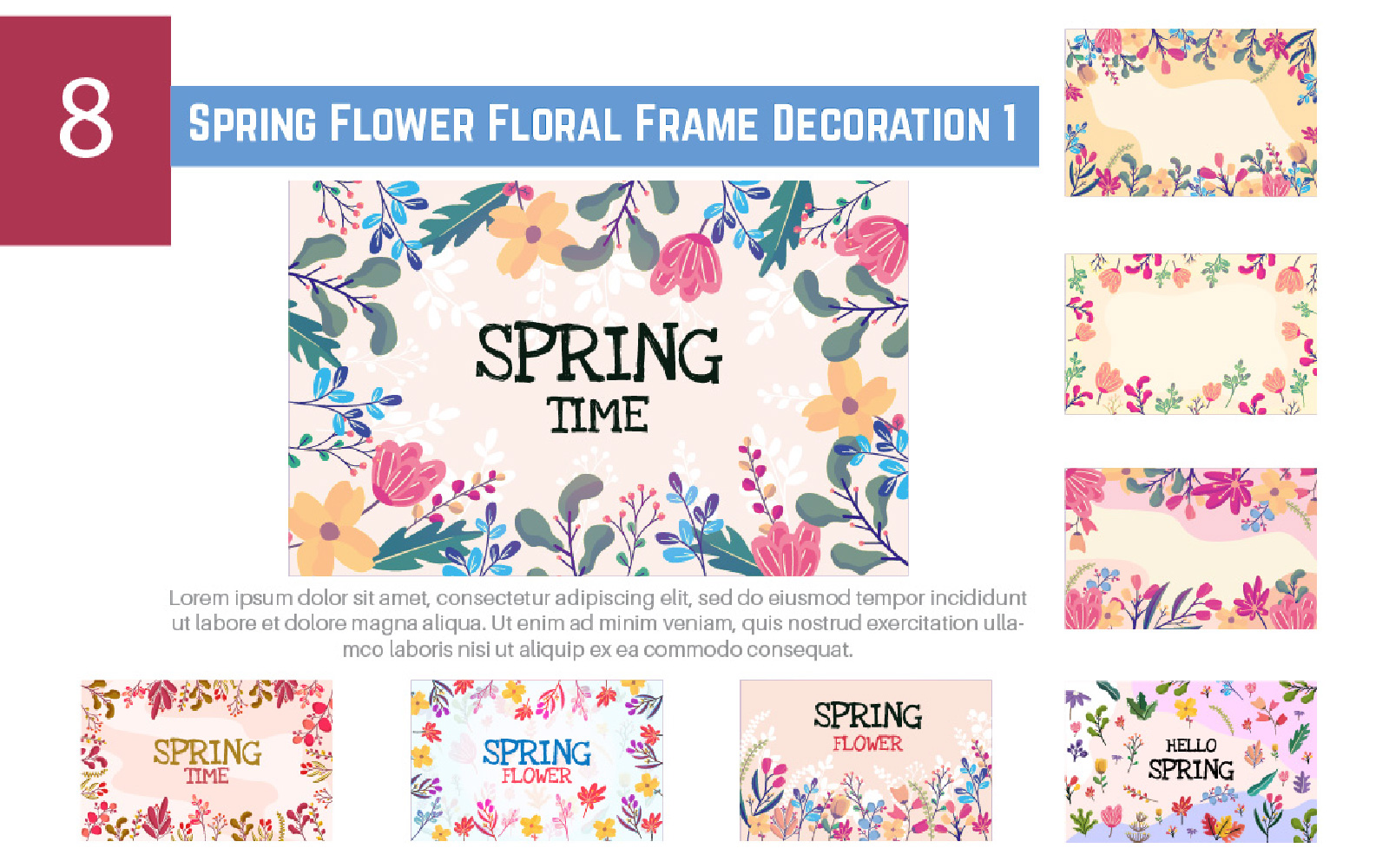 8 Spring Flower Frame with 23 Additional Elements 1