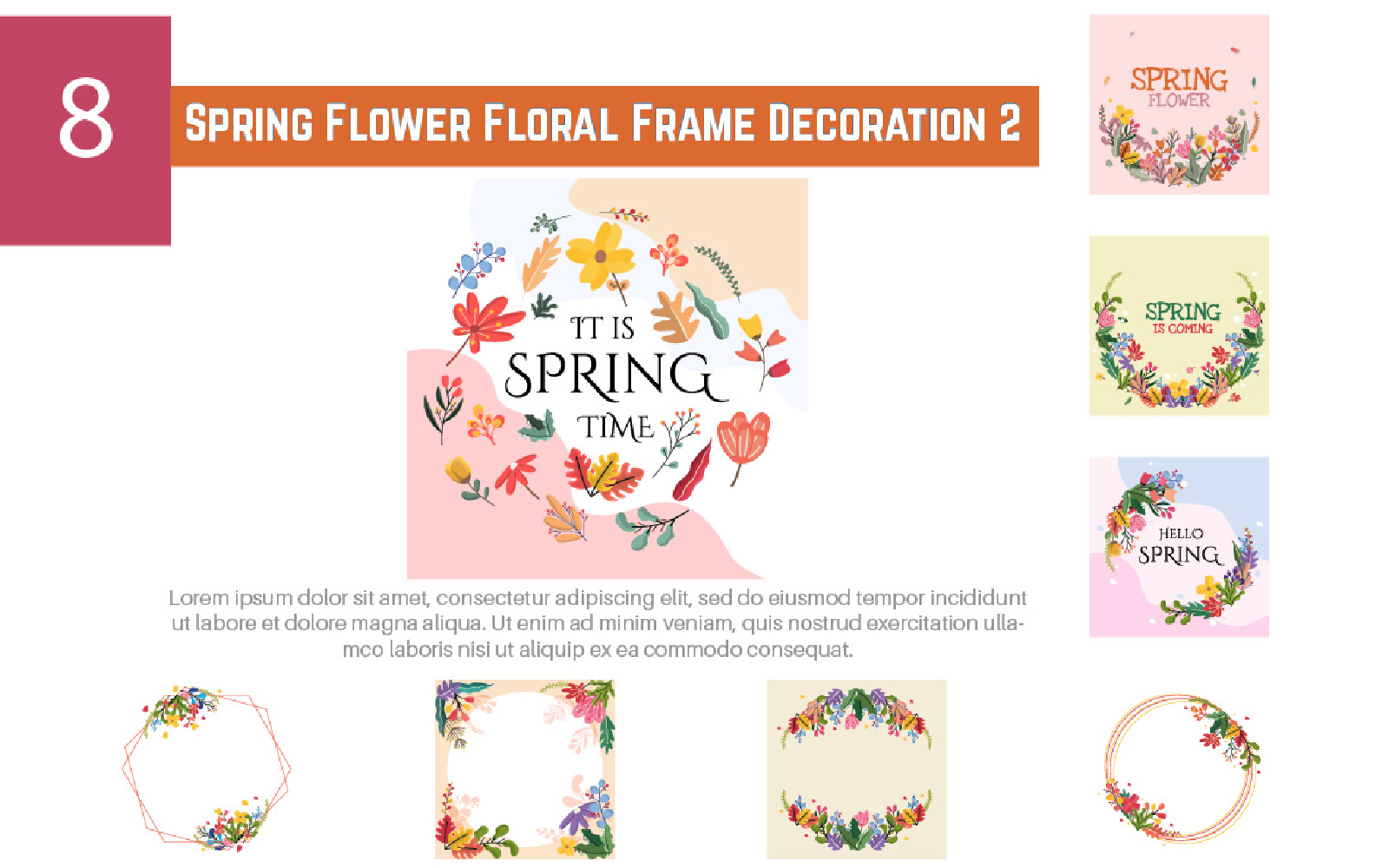 8 Spring Flower Frame with 23 Additional Elements 2