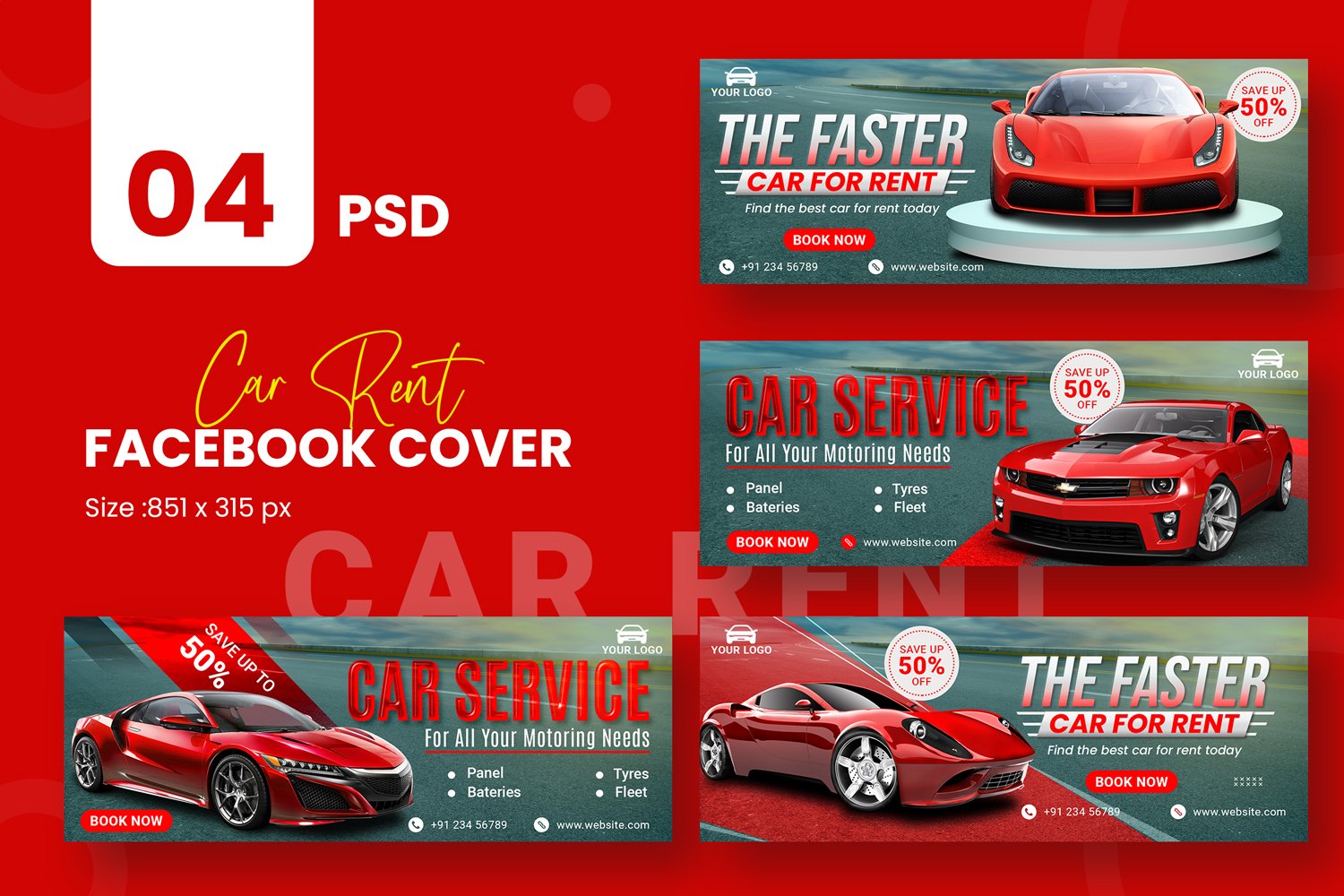 Car Rent Facebook Cover Social Media