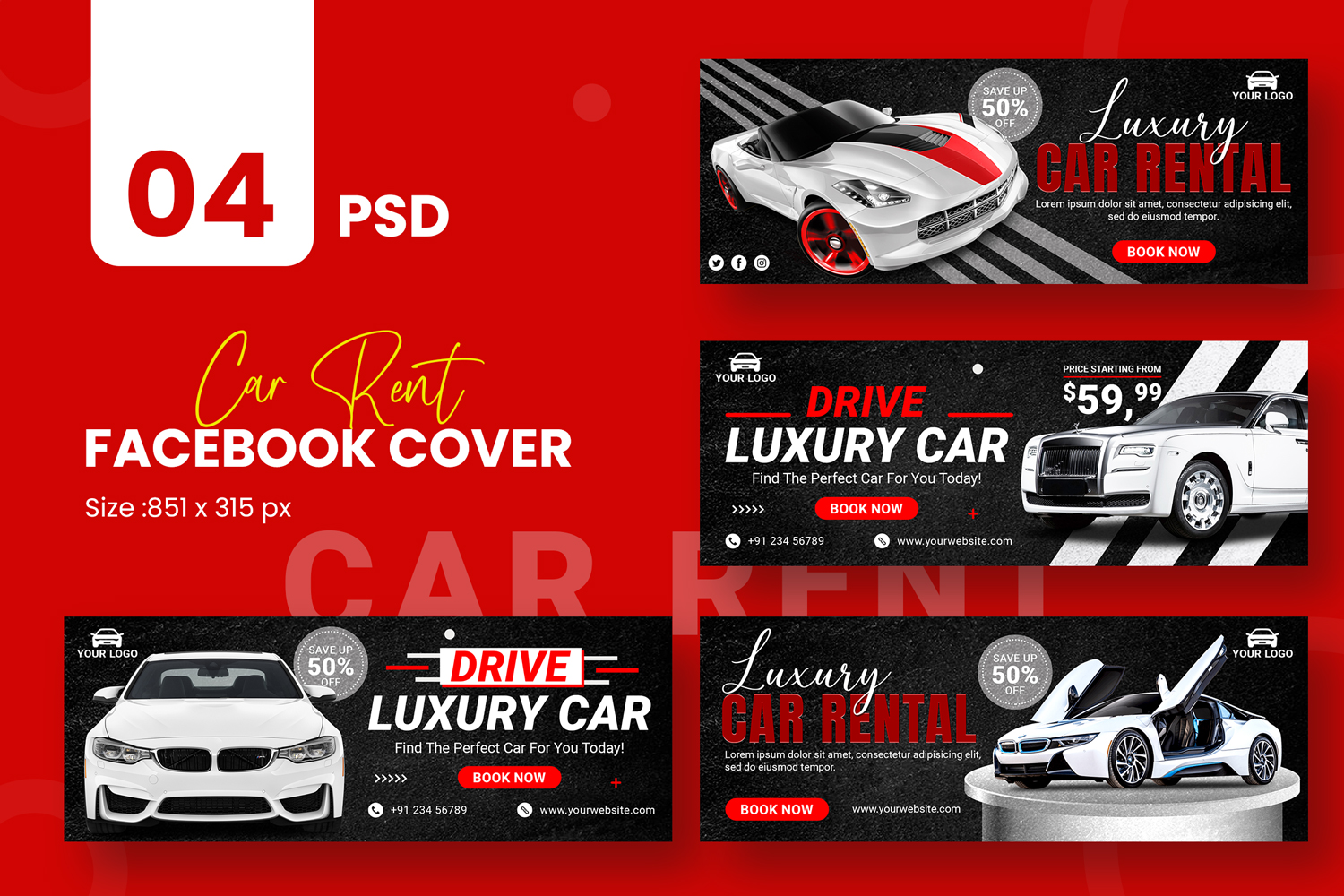 Luxury Car Rent Facebook Cover Social Media