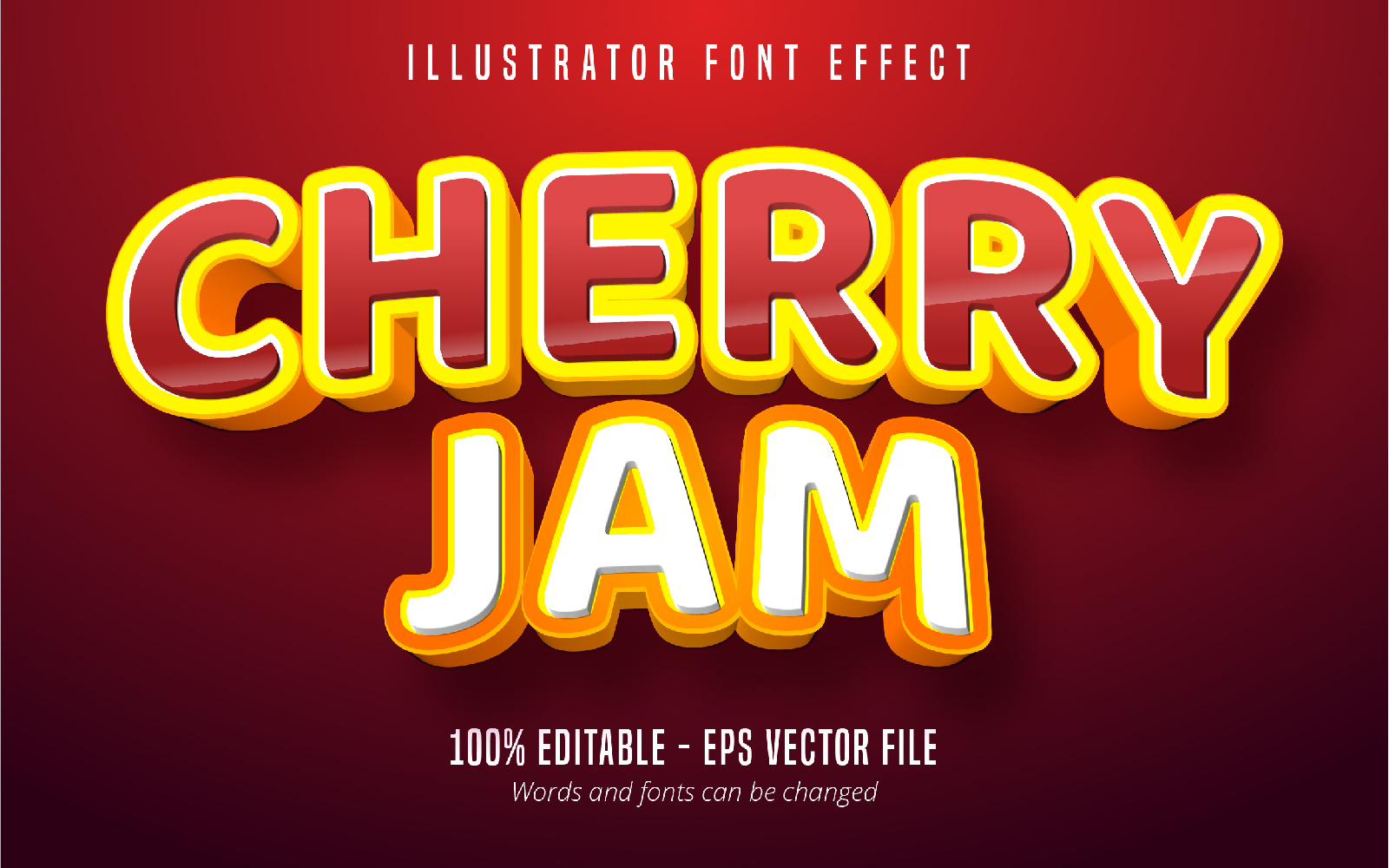 Cherry Jam - Editable Text Effect, Comic And Cartoon Text Style, Graphics Illustration