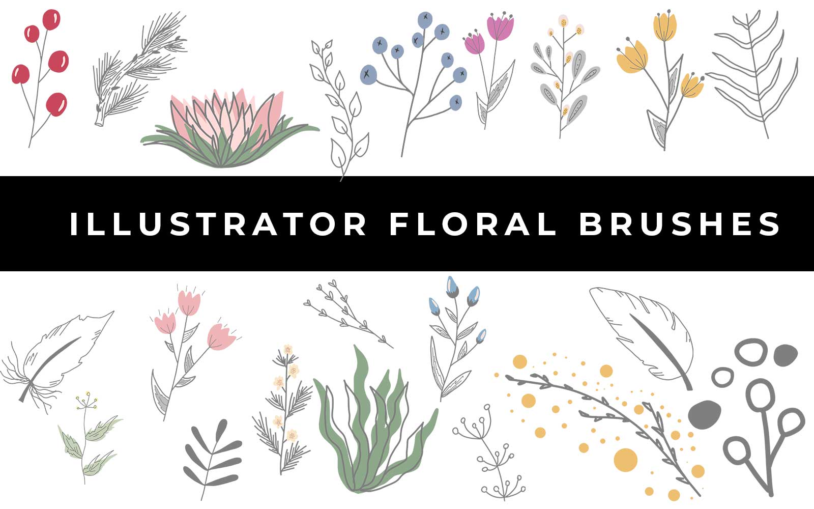 Hand Drawn Floral Brushes - Illustrator / Corel Draw Brushes