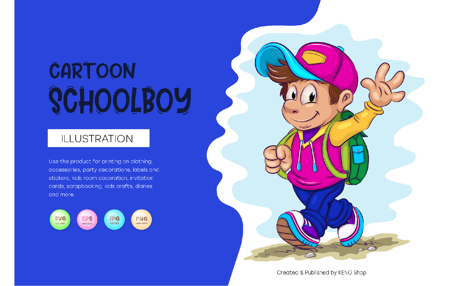 Cartoon Schoolboy. T-Shirt, PNG, SVG.