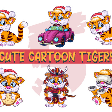 Cartoon Tigers Vectors Templates 222198