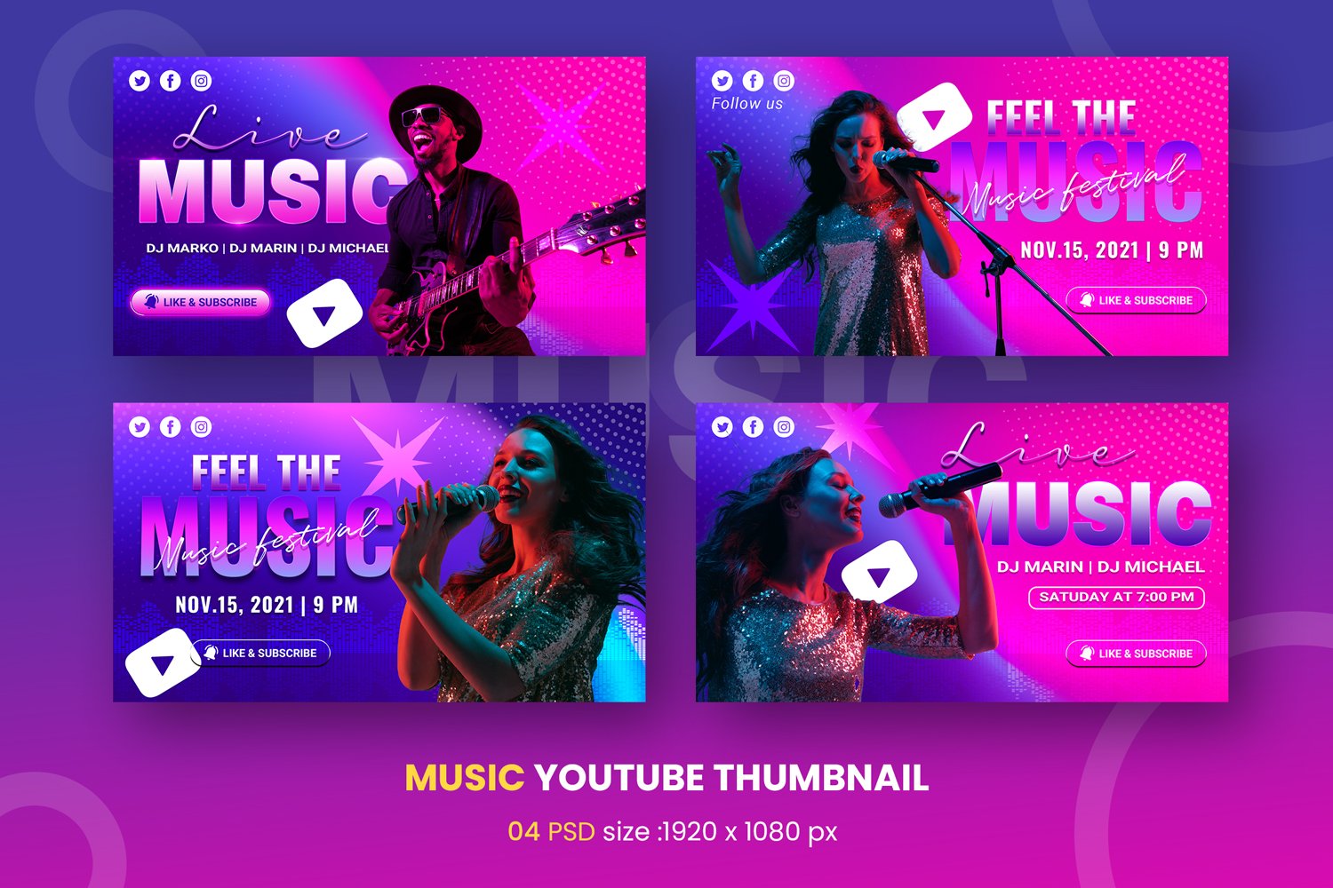 Music Youtube Thumbnail Template Social Media